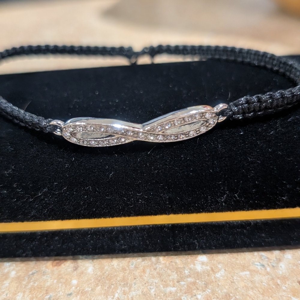 Touchstone Crystal Black and Silver Infinity Bracelet